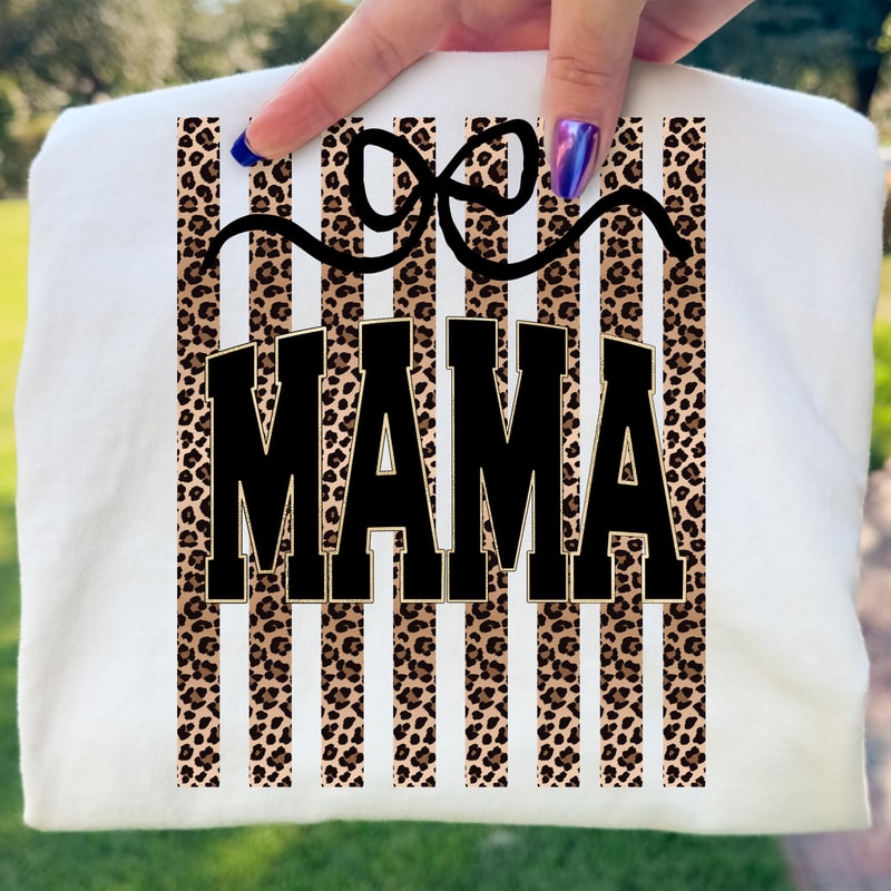 Mama Leopard Striped Preppy Summer TShirt 2
