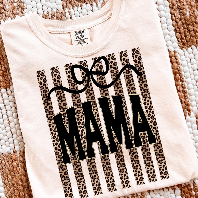 Mama Leopard Striped Preppy Summer TShirt 3