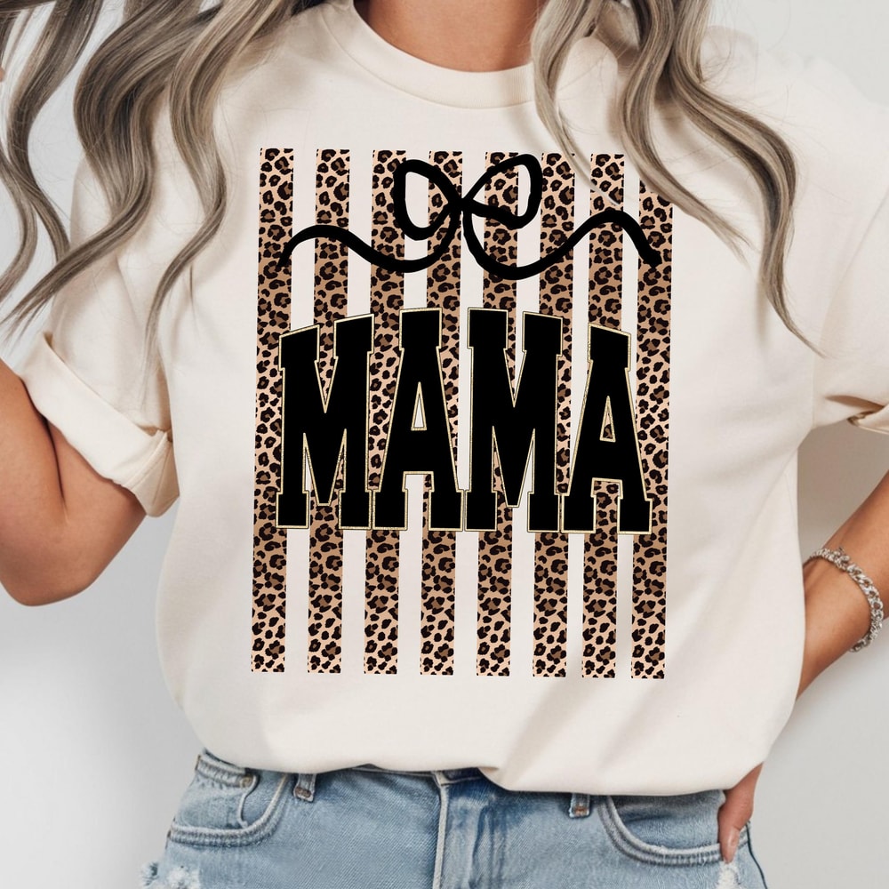Mama Leopard Striped Preppy Summer TShirt 4