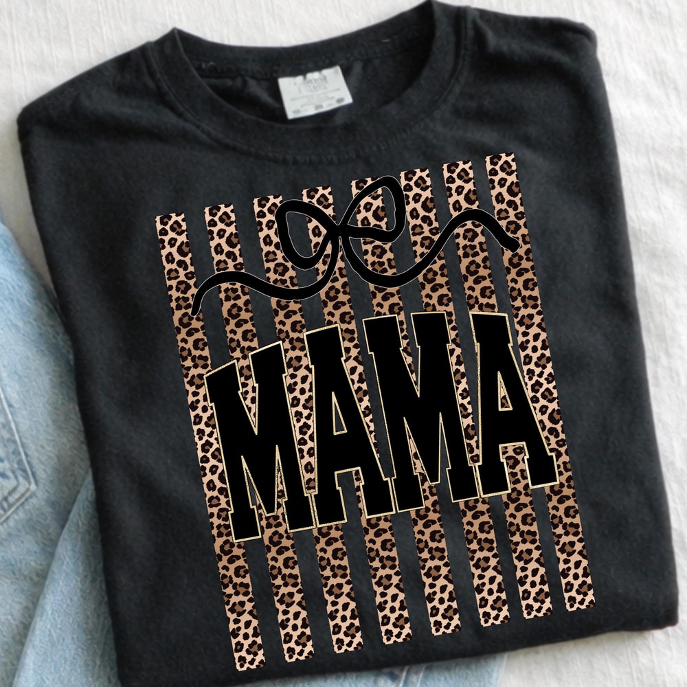 Mama Leopard Striped Preppy Summer TShirt 5