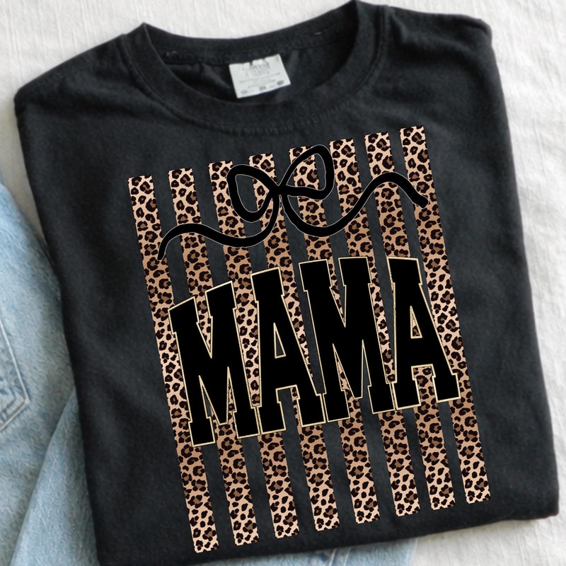 Mama Leopard Striped Preppy Summer TShirt 5