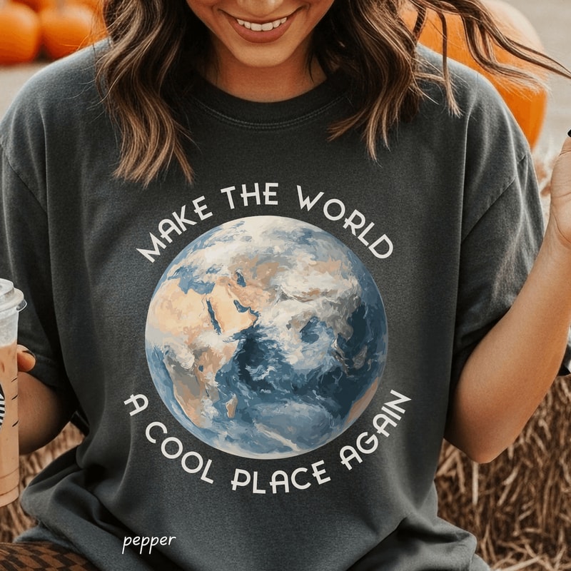 Make The World Cool Again Shirt Retro Earth Day Shirt Climate Change Graphic Tee 0