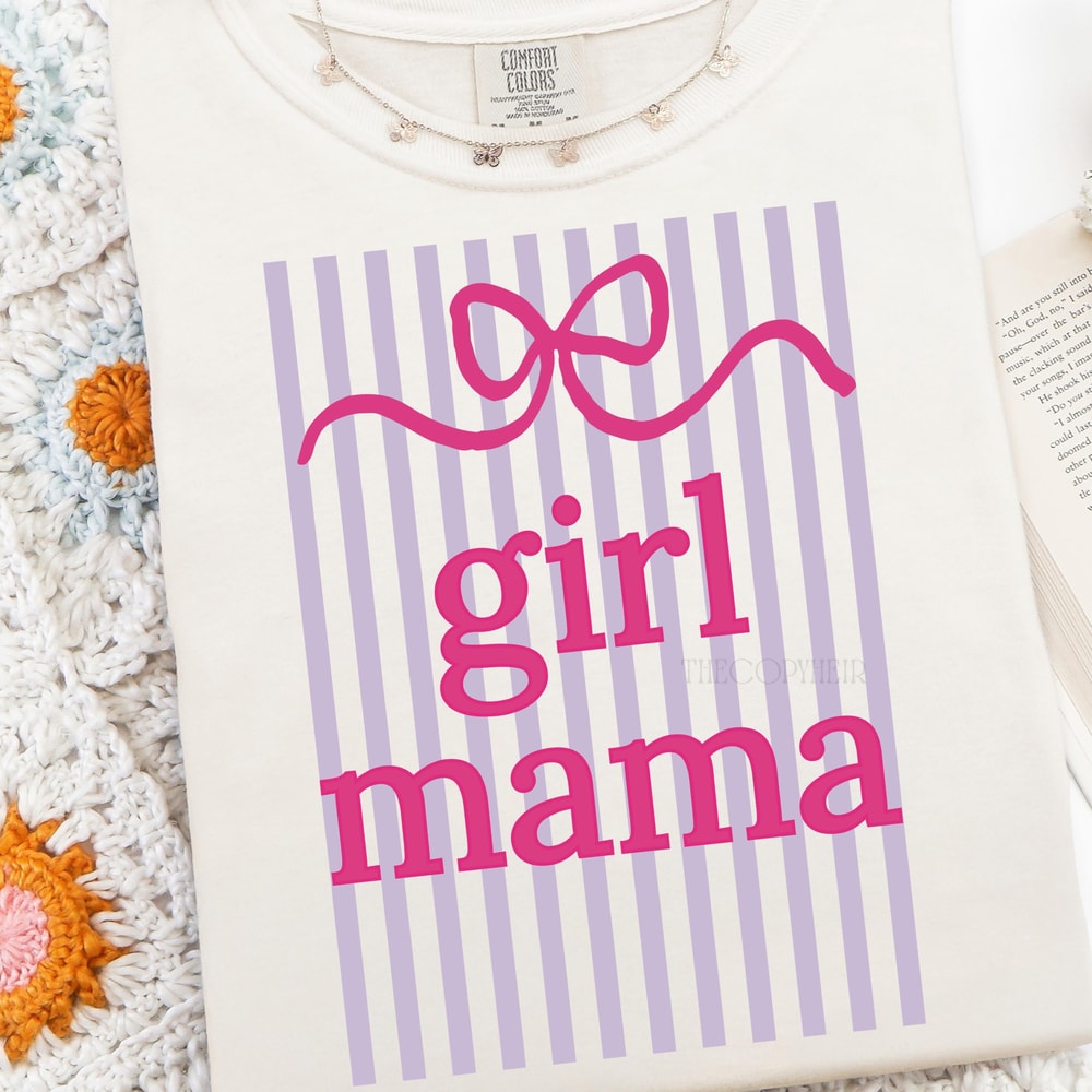 Coquette Girl Mama Preppy Striped TShirt 1