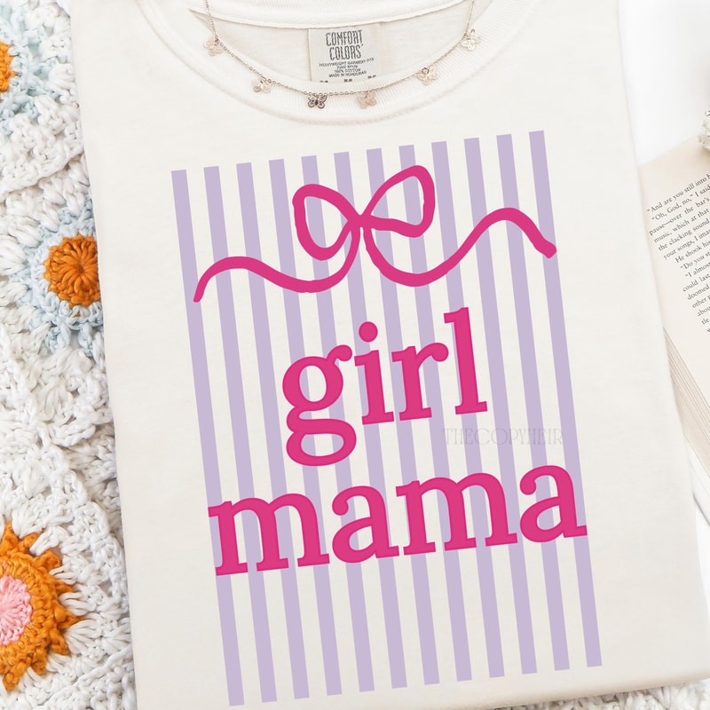 Coquette Girl Mama Preppy Striped TShirt 1