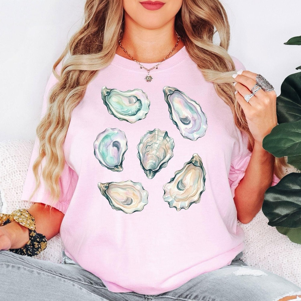 Oyster Shell Shirt Coastal Sea Shell Tee Beach Ocean Shirt Aesthetic Shell Graphic Tee Coastal G
