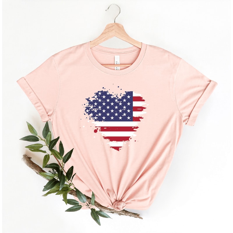 USA Heart Flag Shirt Patriotic 4th Of July Shirt American Flag Love Tee 1