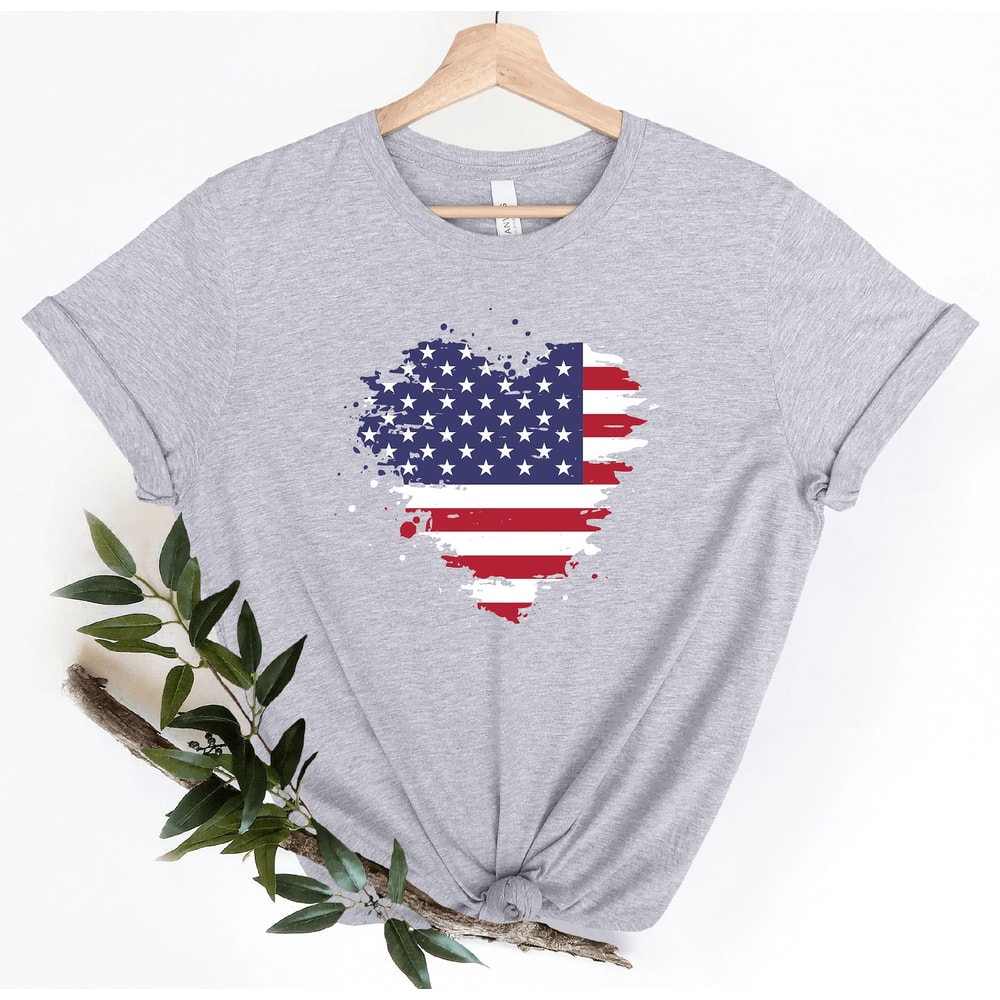 USA Heart Flag Shirt Patriotic 4th Of July Shirt American Flag Love Tee 0