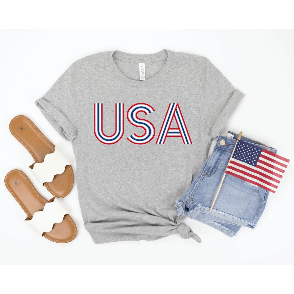 Retro USA American Flag Shirt Women Vintage 4th Of July Shirt Patriotic Merica Tee 2