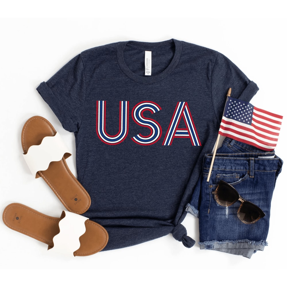 Retro USA American Flag Shirt Women Vintage 4th Of July Shirt Patriotic Merica Tee 3