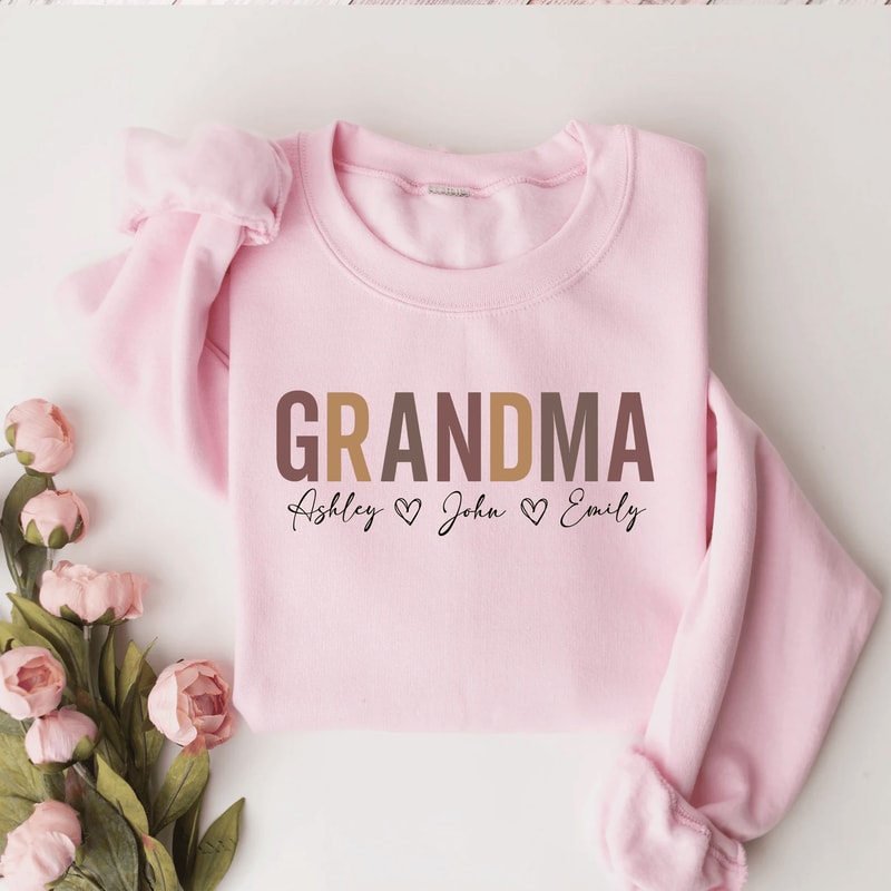 Personalized Grandma Sweatshirt Custom Names Cozy Gift For Mothers Day 0