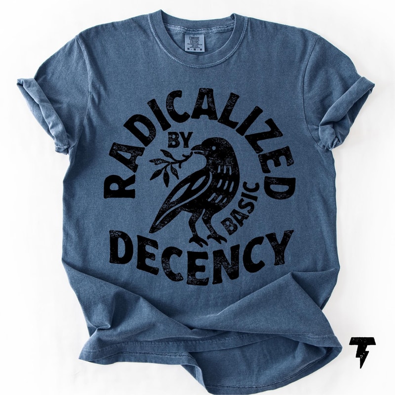 Radicalized By Basic Decency Shirt Social Justice Statement Graphic Tee Activist Outfit 3