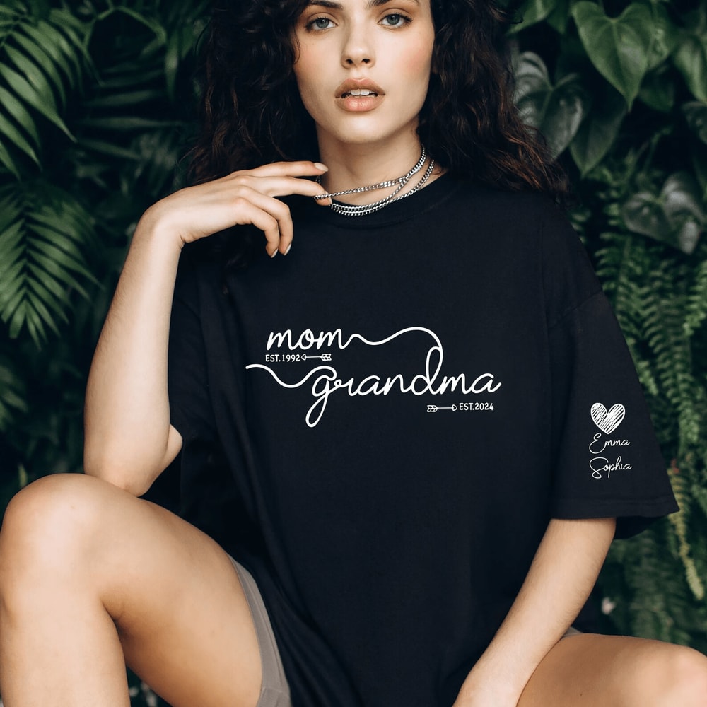 Custom Grandma Est Year Shirt Comfort Colors Personalized Grandma Gift Tee 4