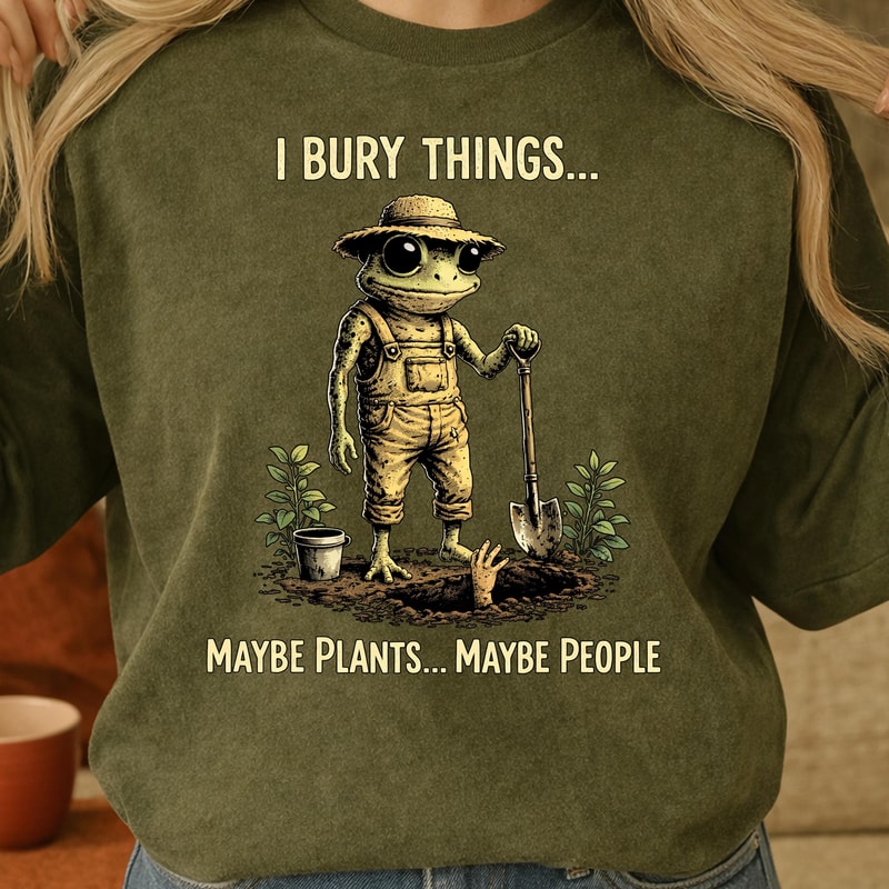 I Bury Things Shirt Funny Gardening Skeleton Graphic Tee Plant Lover Gift 4