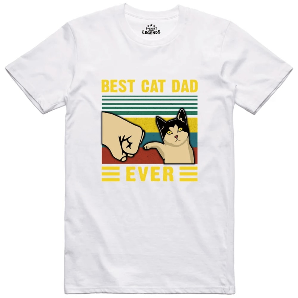 Best Cat Dad Shirt Funny Fathers Day Gift Cat Lover Dad Tee 2