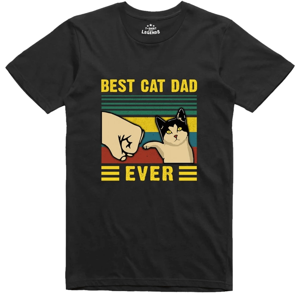 Best Cat Dad Shirt Funny Fathers Day Gift Cat Lover Dad Tee 0