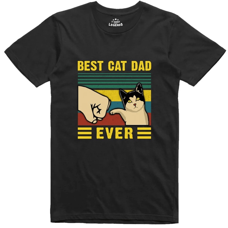 Best Cat Dad Shirt Funny Fathers Day Gift Cat Lover Dad Tee 0