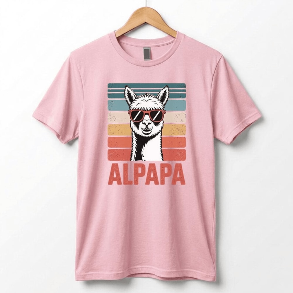 Retro Alpaca Dad Shirt Funny Fathers Day Gift Alpaca Dad Tee 1