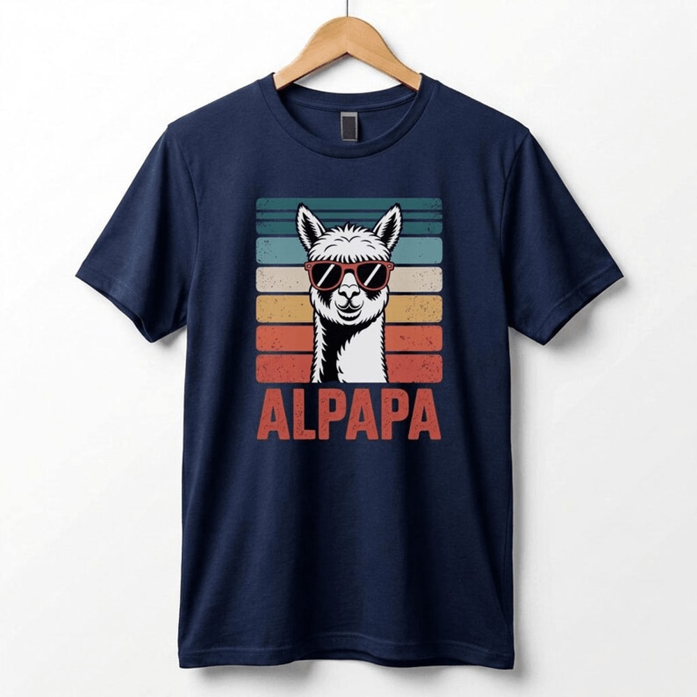 Retro Alpaca Dad Shirt Funny Fathers Day Gift Alpaca Dad Tee 2