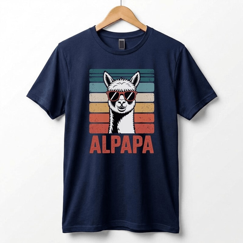 Retro Alpaca Dad Shirt Funny Fathers Day Gift Alpaca Dad Tee 2