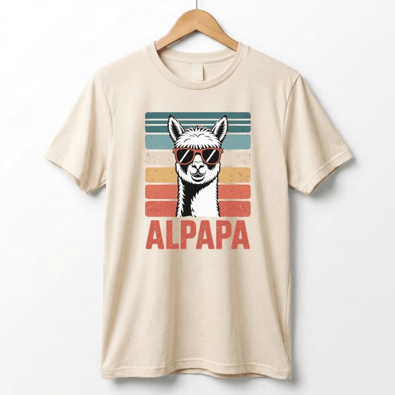 Retro Alpaca Dad Shirt Funny Fathers Day Gift Alpaca Dad Tee 3
