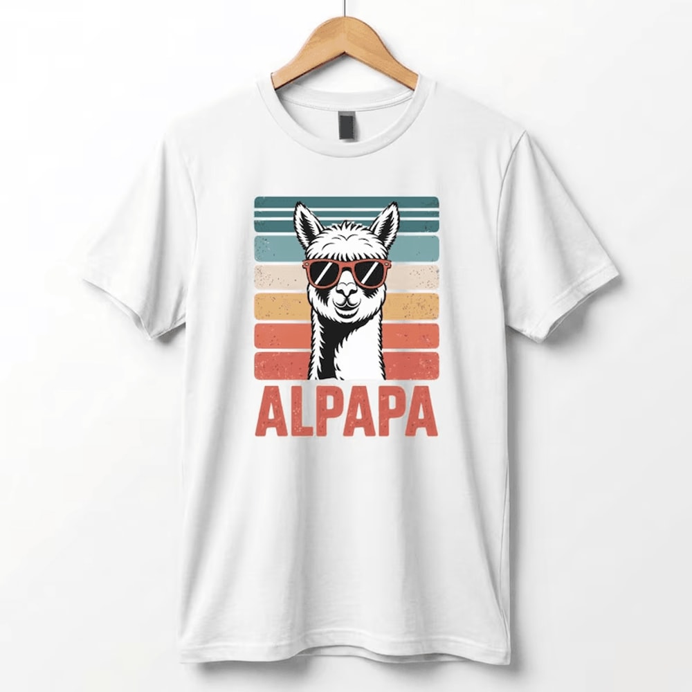 Retro Alpaca Dad Shirt Funny Fathers Day Gift Alpaca Dad Tee 4