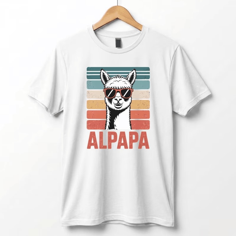 Retro Alpaca Dad Shirt Funny Fathers Day Gift Alpaca Dad Tee 4