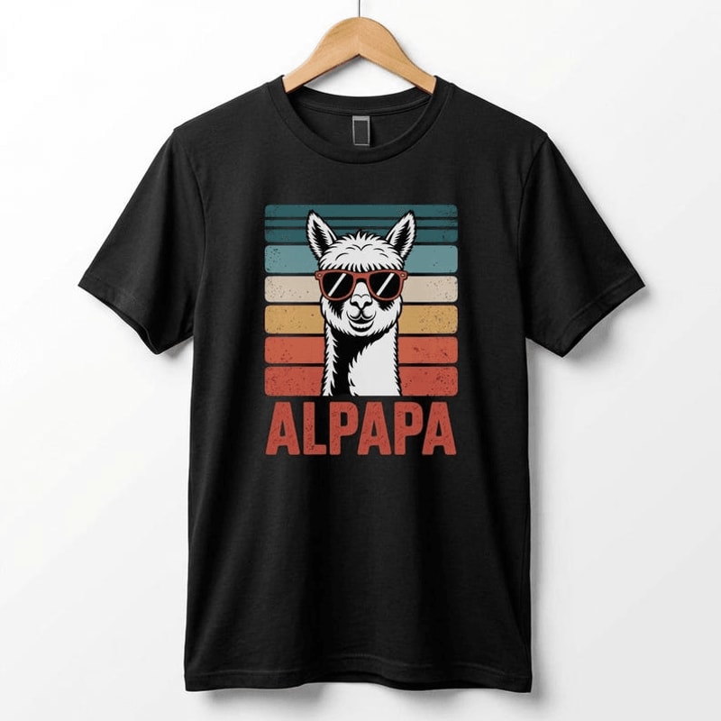 Retro Alpaca Dad Shirt Funny Fathers Day Gift Alpaca Dad Tee 0
