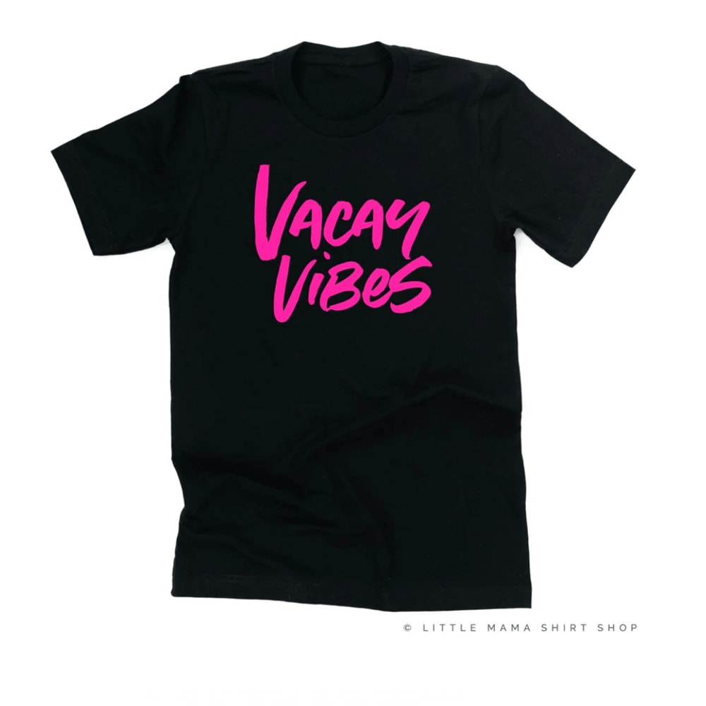 Vacay Vibes Neon Shirt Summer Vacation Graphic Tee Beach Vibes Travel Shirt 0