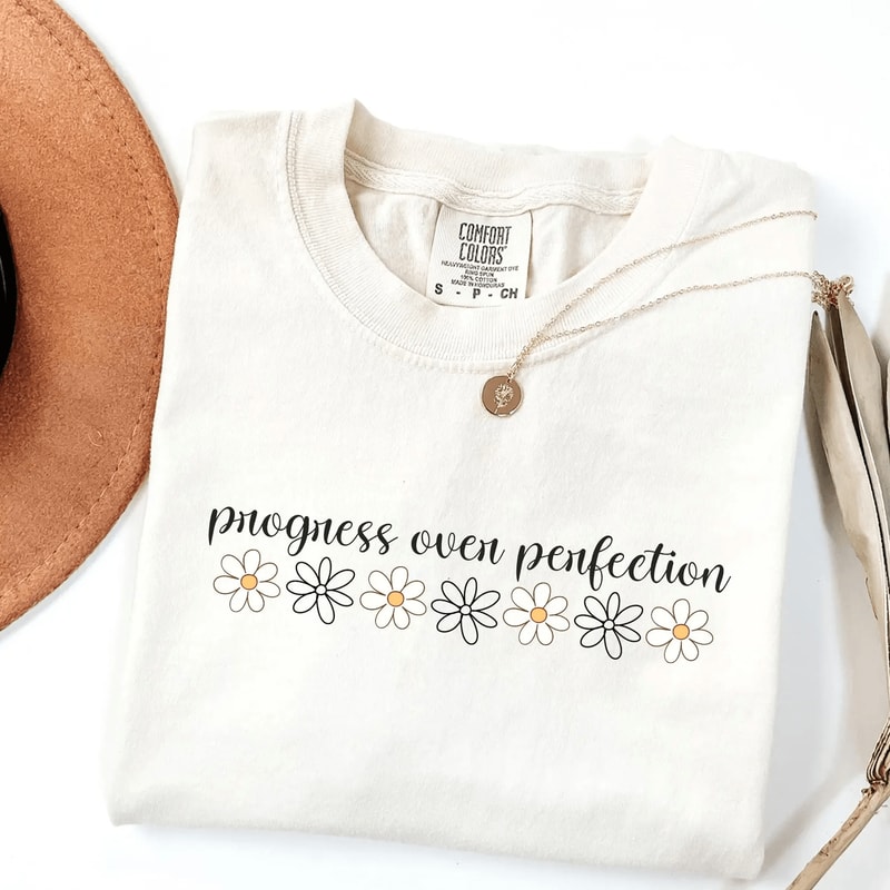 Comfort Colors Progress Over Perfection Teacher Shirt Inspirational Back To School Gift Tee 2