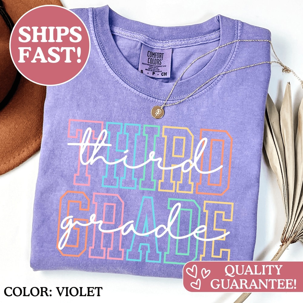 Comfort Colors Third Grade Teacher Shirt Cute Elementary Back To School Teacher Tee 2