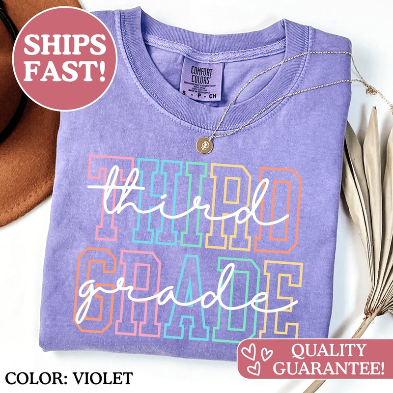 Comfort Colors Third Grade Teacher Shirt Cute Elementary Back To School Teacher Tee 2