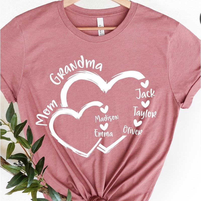 Custom Mom Grandma Heart Personalized Shirt