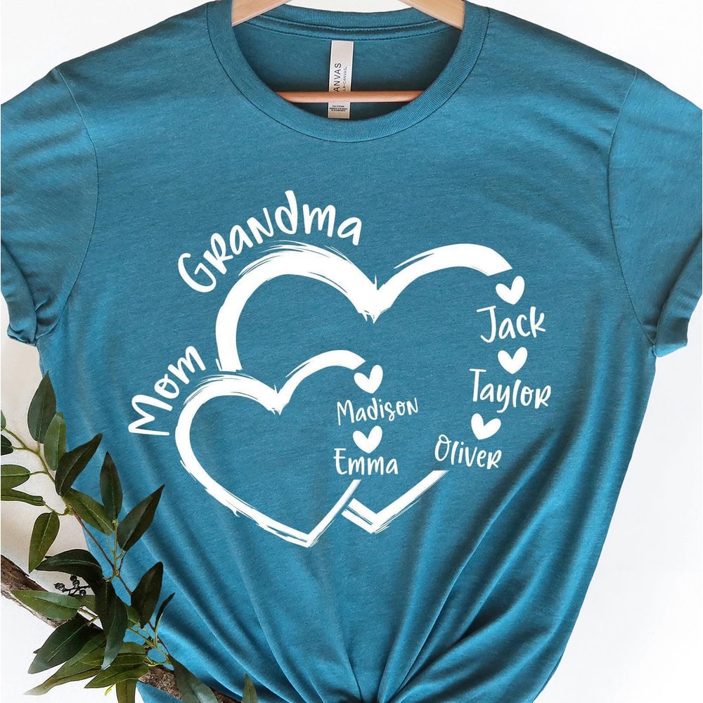 Custom Mom Grandma Heart Personalized Shirt