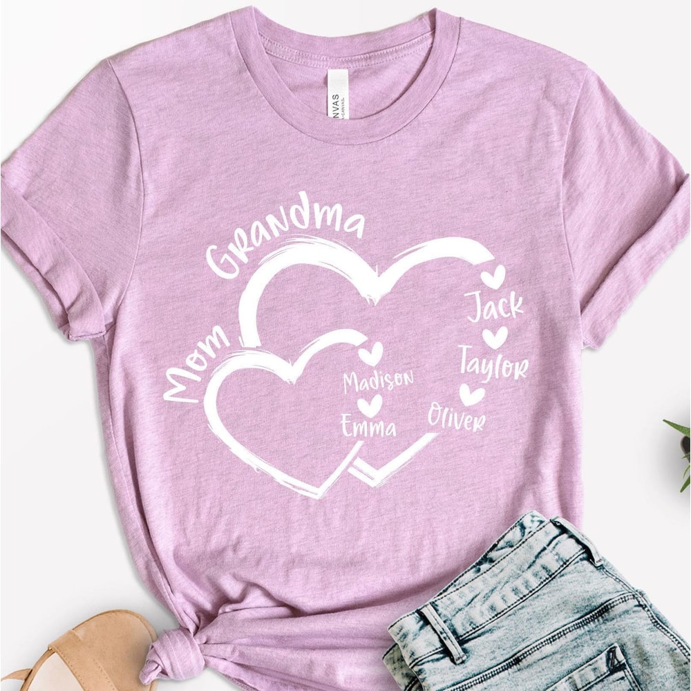 Custom Mom Grandma Heart Personalized Shirt