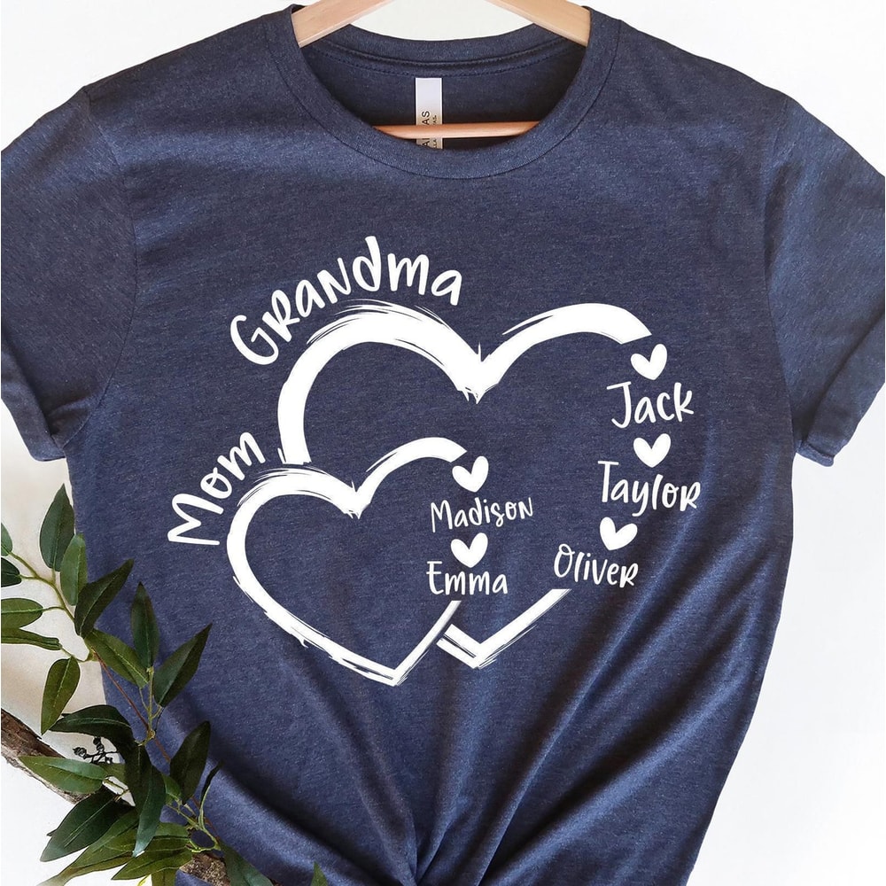 Custom Mom Grandma Heart Personalized Shirt