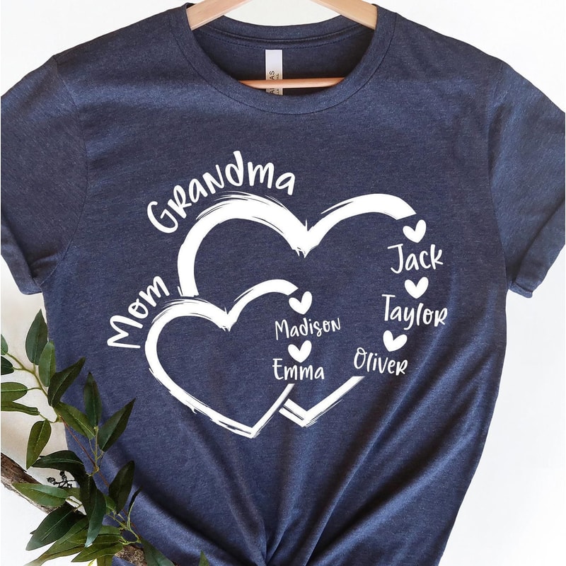 Custom Mom Grandma Heart Personalized Shirt