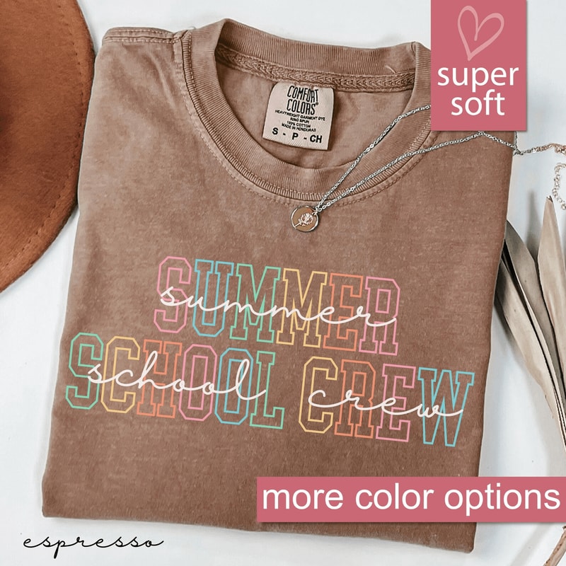 Comfort Colors Summer School Crew Shirt Teacher Summer Vacation Tee Gift 1