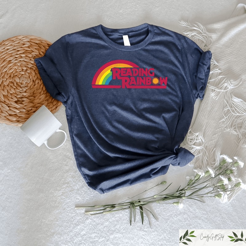 Reading Rainbow Teacher Shirt Retro Librarian Book Lover Teacher Appreciation Tee 1