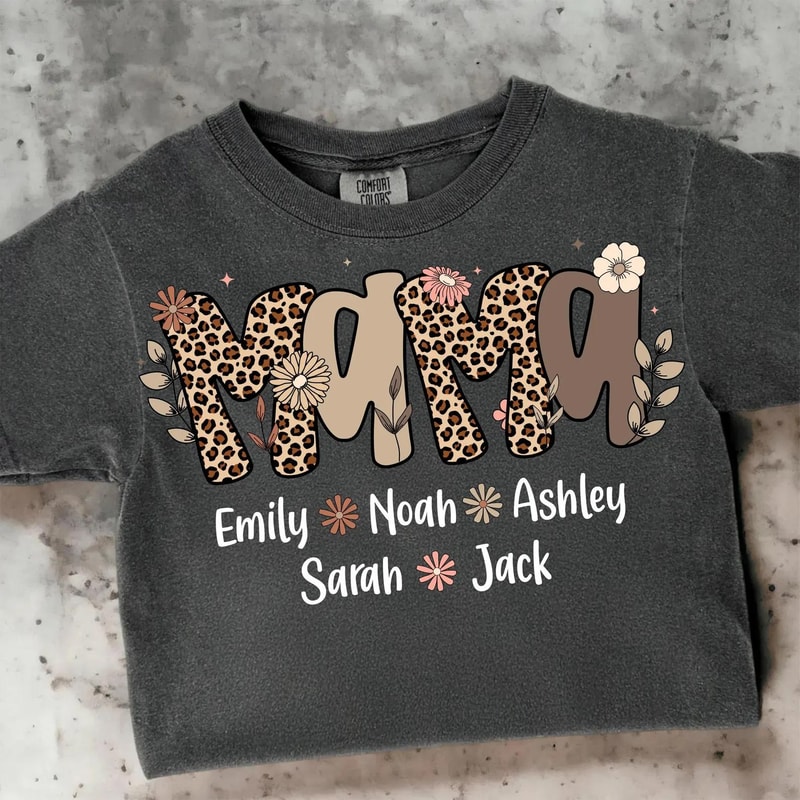 Personalized Mama Leopard Print Sweatshirt With Kids Names Custom Mom Pullover Gift 2