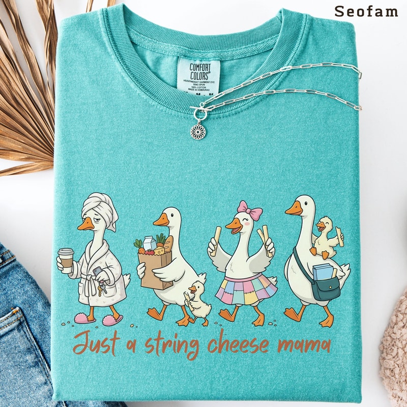 Just A String Cheese Mama Era Mama Comfort Colors Shirt Mothers Day Gift Trendy Motherhood Graphic 0