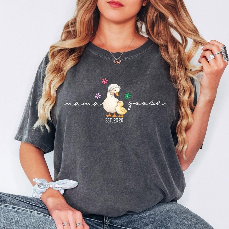 Mama Goose Shirt Personalized Mom Graphic Tee With Kids Names Cute Family TShirt 1