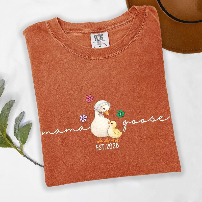 Mama Goose Shirt Personalized Mom Graphic Tee With Kids Names Cute Family TShirt 4