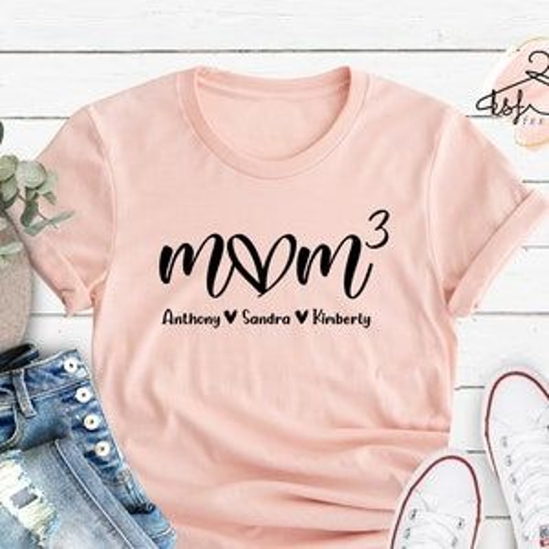 Mom Squad Shirt Personalized Mom Graphic Tee With Kids Names Cute Family TShirt 0