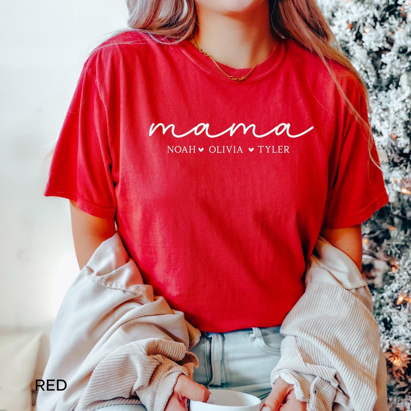 Personalized Mama Shirt With Kids Names Mama TShirt Mothers Day Gift For Mom Gifts Mothers Day Gift 0