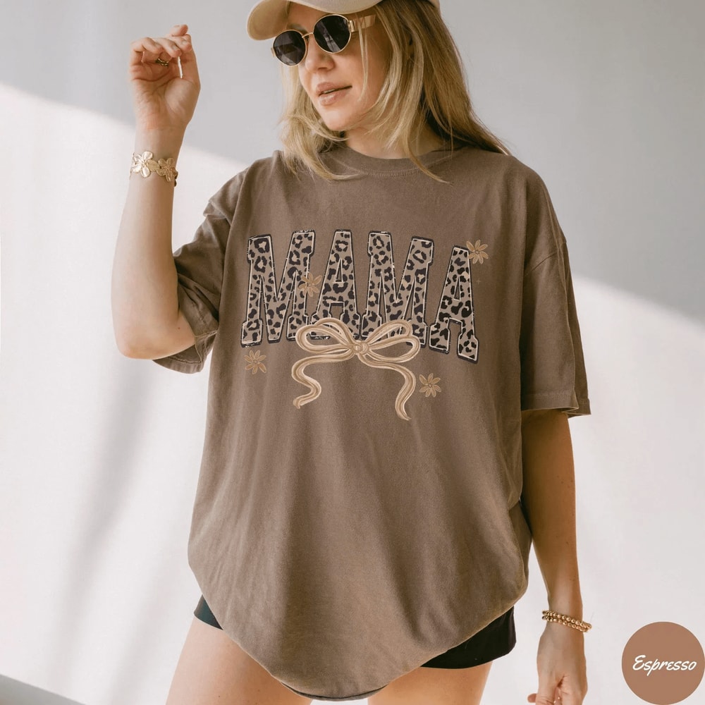 Comfort Colors Leopard Mama Shirt Retro Mom Life Tee Trendy Mothers Day Gift 0