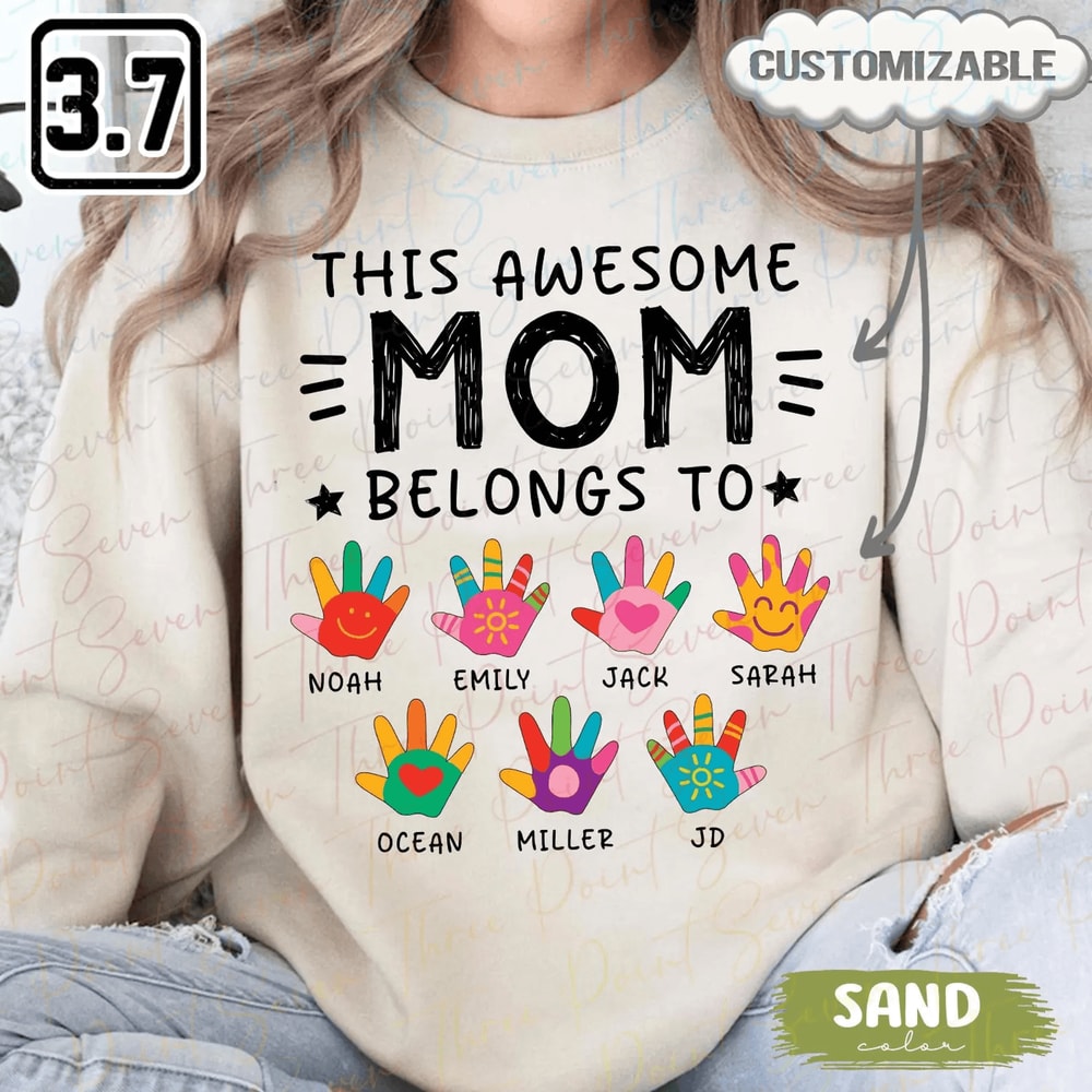 Personalized Mom Sweatshirt With Kids Names Custom Mama Crewneck Mothers Day Gift 0