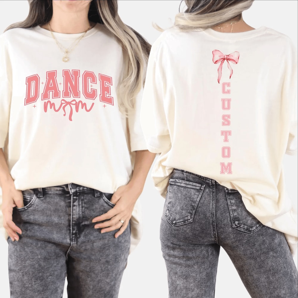 Custom Dance Mom Shirt Comfort Colors Bow Tee Personalized Dance Mom Gift 2