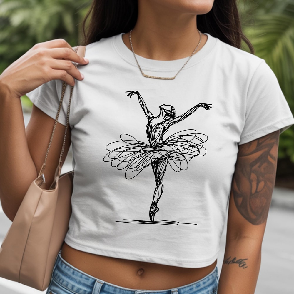 Ballerina Line Art Shirt Minimalist Ballet Dancer Graphic Tee Aesthetic Dance TShirt 2