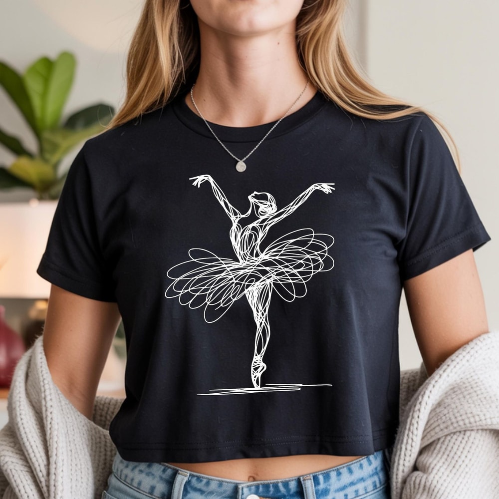 Ballerina Line Art Shirt Minimalist Ballet Dancer Graphic Tee Aesthetic Dance TShirt 4