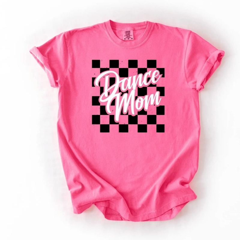 Checkered Dance Mom Shirt Trendy Graphic Tee Dance Competition Mom Gift 2